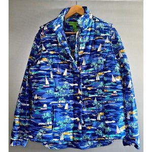 island republic Woman's Sz M/L TROPICAL VEST MATCHING SHIRT BOATING CRUISE